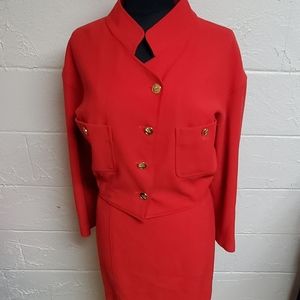 Vintage Chanel Boutique 2pc Red Skirt Suit Size 38/ US 6